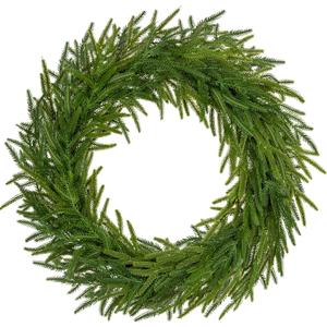 Hollyone 24" Real Touch Norfolk Pine Wreath for Front Door Large Artificial Winter Pine Plant Greenery Christmas Wreath for Front Door Window Walls Xmas Decor Indoor Outdoor Home Decoration