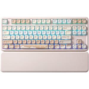 YUNZII B87 Wireless Mechanical Keyboard,QMK/VIA Programmable,TKL Layout 87 Keys,BT/2.4G/USB-C,Hot Swap Gasket Mount RGB Backlit Gaming with Wrist Rest for Win/Mac (Butter, Cocoa Cream V2)