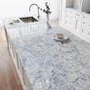 VEELIKE Cream Blue Marble Contact Paper for Countertops Waterproof Peel and Stick Countertop Contact Paper 32''x354'' Self Adhesive Marble Wallpaper Vinyl Countertop Wrap for Kitchen Bathroom Renters