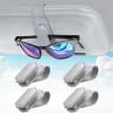 Veharvim Sunglass Holder for Car (One-Handed-Operation, Gentle & Secure Hold, Silicone Padded, Universal Fit, Metal Clip) Visor Sunglass Holder Clip,Visor Sunglass Car (Grey, 4 Pack)