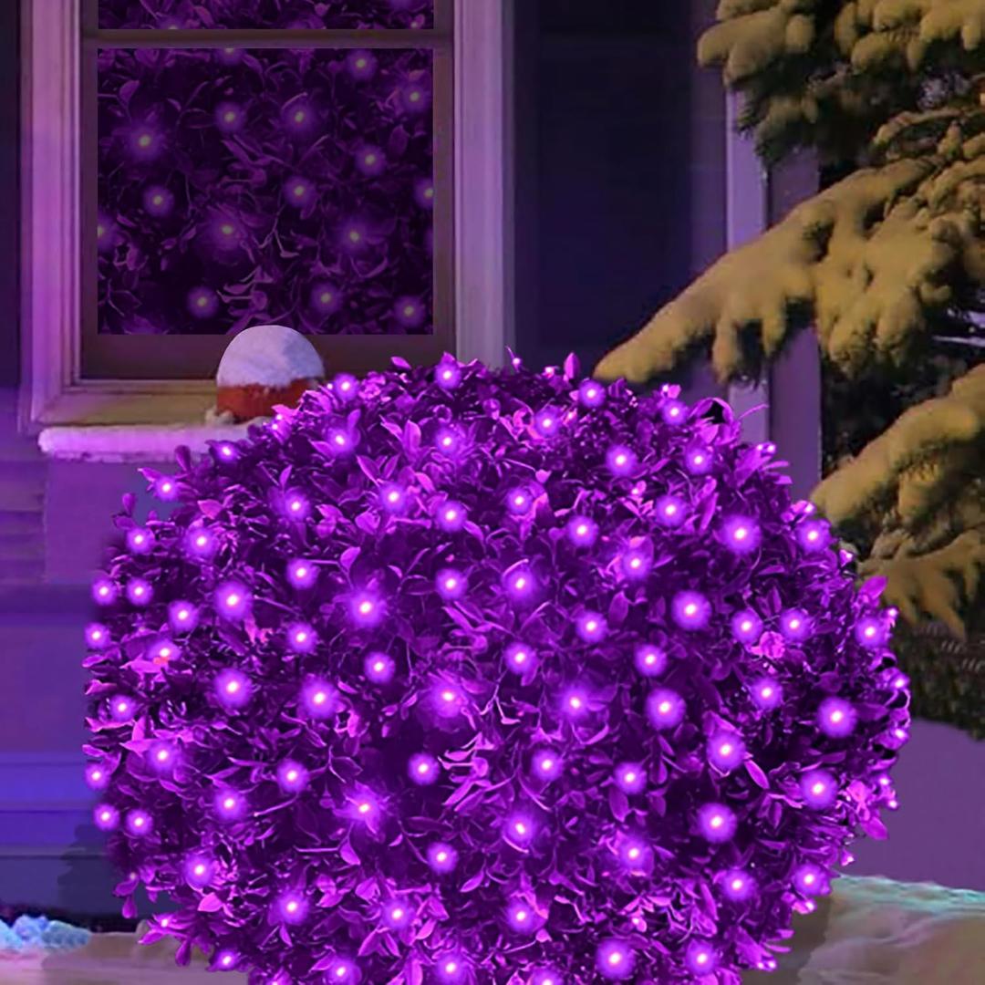 HISHINY Halloween Lights Outdoor,144LED 6ftx6ft Purple Net Lights with Connectable, Waterproof,UL Certified and Durable Black Wire Design for Bushes,Trees, Outdoor Indoor Party Decorations