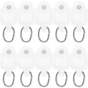 SEWACC 50pcs Curtain Track Rollers Curtain Rail Pulleys Runners Ceiling Curtain Track Hooks White Plastic Drapery Rail Gliders Curtain Rail Accessories