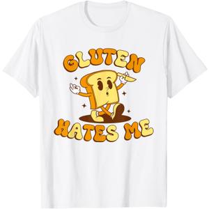 Gluten Hates Me Funny Gluten Intolerance T-Shirt L