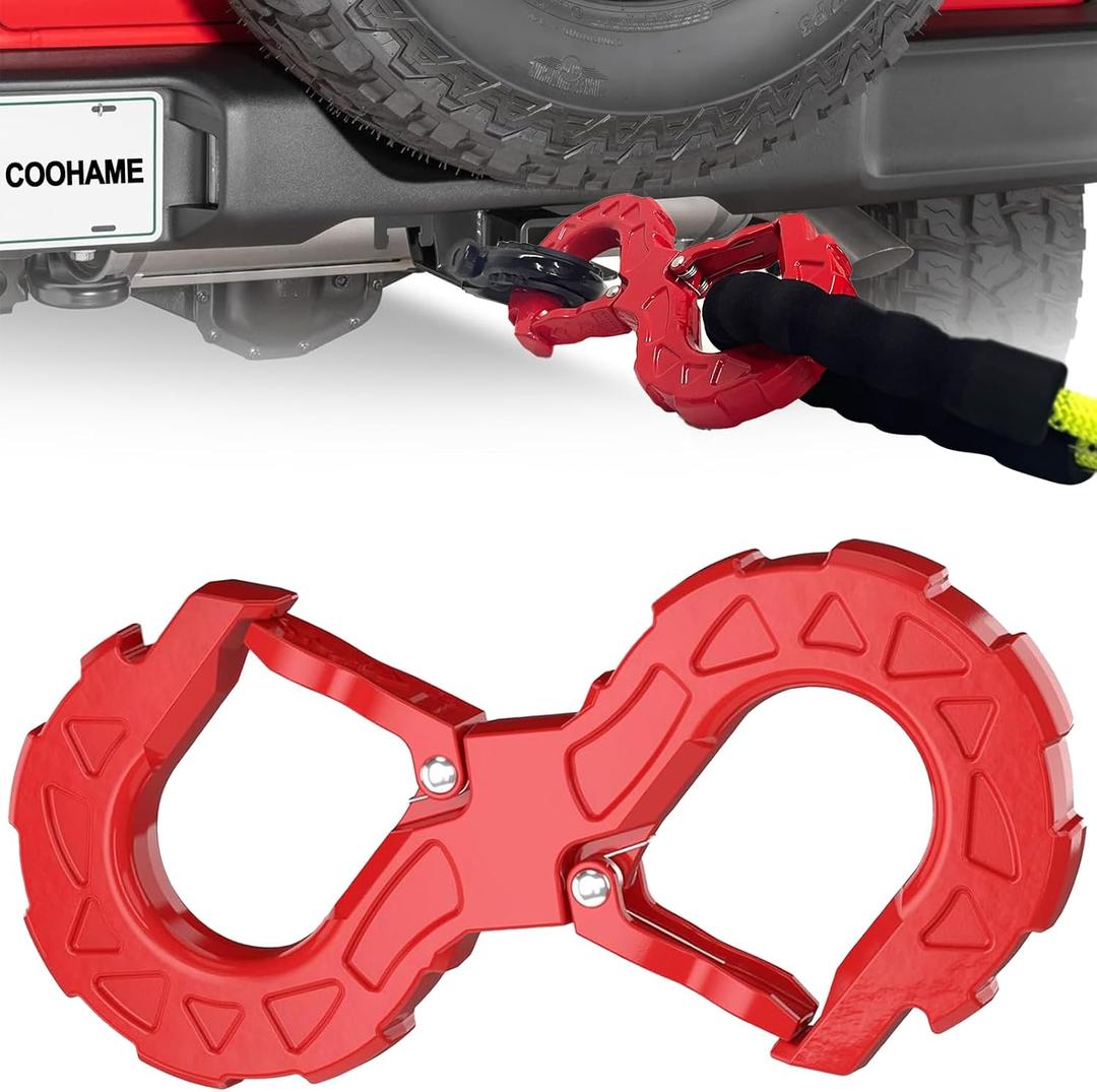 S-Shape 3/8" Tow Hook - 33,000 lbs Towing Winch Shackle, Heavy Duty Winch Hook for Off-Road Recovery, Winch Shackle Release, Vehicle Recovery Hook for Towing, SUV, ATV, Pickup Trucks, Trailers - Red