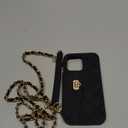 UnnFiko Wallet Case Compatible with iPhone 14 Pro Max, Cute Light Luxury Bag Design, Purse Flip Card Pouch Cover Soft Silicone Case with Handstrap Long Shoulder Strap (Black, iPhone 14 Pro Max)