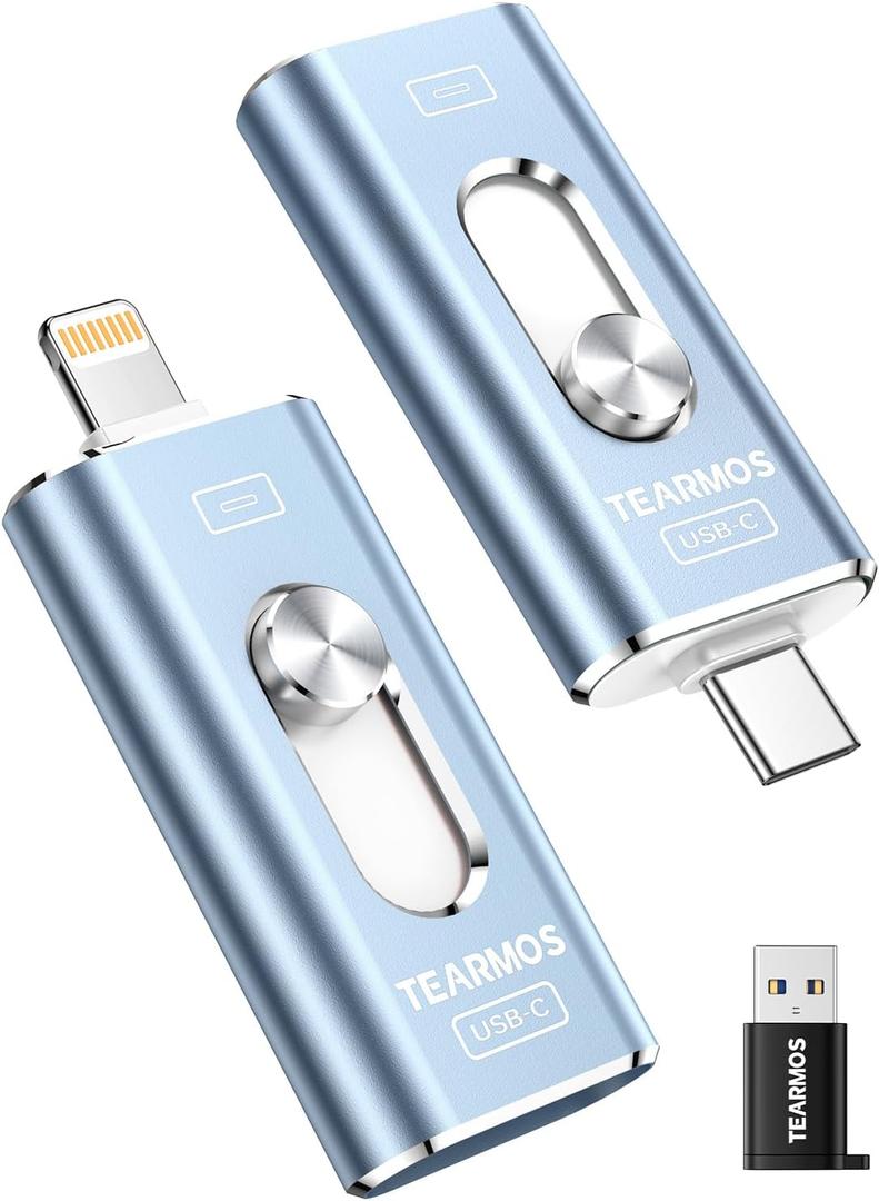 512GB Photo Stick for iPhone Flash Drive, Memory Stick Phone Storage for Photos and Videos Files Backup, Compatible with iPhone iPad Android PC, Plug & Play, No App Required (Dark Blue)