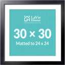 30 x 30 Picture Frame Black Poster Frame, Display Pictures 24x24 with Mat or 30x30 Without Mat, Frame and Polished Plexiglass, Suitable for Photos, Artworks, Posters