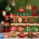 Beeveer 24 Pcs Christmas Ceramics to Paint Ball Ornaments Craft Christmas Ceramic Craft DIY Painting Kit 3D Ready to Paint Your Own Kit Xmas Ball DIY Ornaments Gifts Party Favor