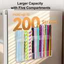 9.6 Large Acrylic Straw Holder for Cabinet Door, Reusable Adjustable Two-Part Straws Organizer with Ultra Sticky Adhesive Strips, 2026 Straw Storage for Kitchen Cupboard (Transparent)
