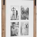 Kate and Laurel Cates Farmhouse Wooden Collage Picture Frame; 21x26 Matted to (4) 5x7; Rustic Natural Brown; Photograph Frame Fitting Four 5x7 Images with Barn Door-Inspired Design, 16x20 matted to 5x7