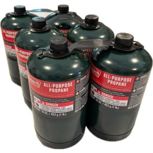 Propane Replacement Fuel Cylinders Camping- 16 Oz (6 Pack) Factory Pre-filled and Ready to Use