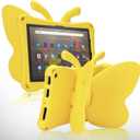 Kindle Fire Max 11 Tablet Case Kids Girl Butterfly Case with Kickstand Light EVA Full Boby Rugged Shockproof Kid-Proof Fire Max11 Kids Tablet Case for Girls Kids Gift (Yellow)