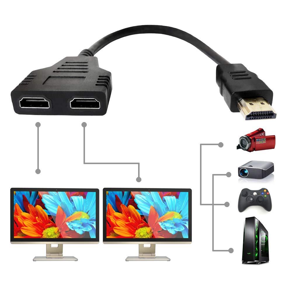 Marmoin HDMI Cable Splitter 1 in 2 Out HDMI Adapter Cable HDMI Male to Dual Female 1 to 2 Way, Support Two The Same Size TVs at The Same Time, Signal One in Two Out 1080P Mirror Only