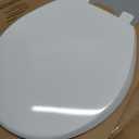 Mayfair Linden Slow Close Toilet Seat, Non Slip Heavy Duty Wood, Easy Install, Round, White