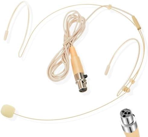 Tellegloww Beige over Ear Microphone Headset Compatible with Shure Wireless System 1.3Meter Bodypack Transmitter Lightweight Discreet Headworn Hanging Mic for Lecture Live Performance Theater Podcast