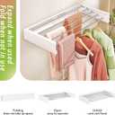 ZdwCyl Wall Mounted Drying Rack,32 inches,Foldbale, Clothes Drying Rack,Laundry Drying Rack Wall Mount,Drying Rack Clothing Space Saver,Retractable,Collapsible,Folding Laundry Rack,White