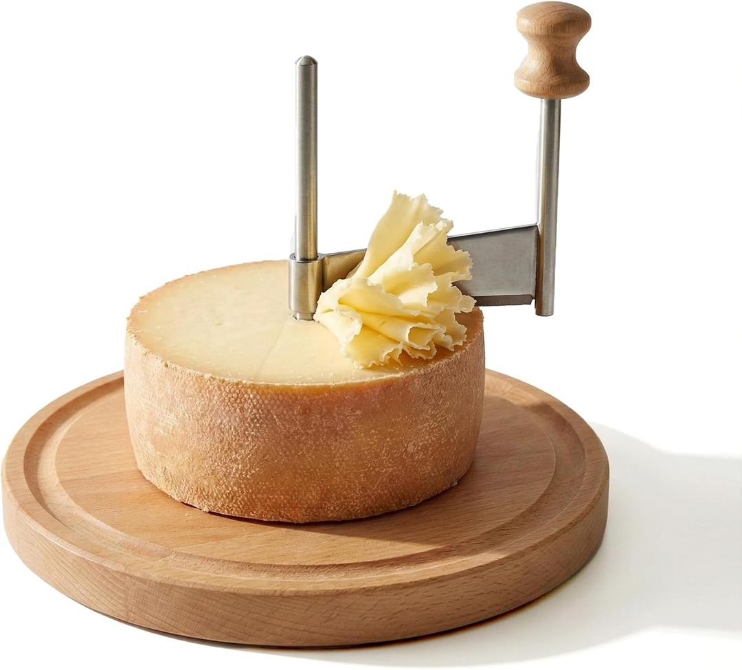 Cheese Curler, Cheese Curler Wheel for i.a. Tte de Moine and Chocolate, Sharp Blade, Wood Base, Suitable for Restaurants, Cafes, and Dessert Shops, Home
