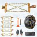 Snow Chains, 6 Packs Anti Slip Tire Chains, Pickup, Truck & SUV, Adjustable Thickening Reusable Anti-Slip Traction Tire Chains - Emergency Use in Snow, Ice, Sand and Mud (Fits 225-285mm Tires)