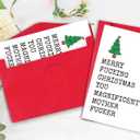 2 x Funny Christmas Card with Christmas Tree, Naughty Holiday Gift Ideas, Adult Funny Merry Xmas Card for Men Women