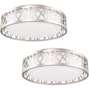 Flush Mount Ceiling Light, 12 Inch Dimmable LED Hallway Light Fixtures Ceiling, 15W 1100 Lumens 3000K Warm White, ETL Listed,Brush Nickel Fihished,Metal Body and Acrylic Lampshade