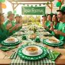 Yungyan 6 Pcs St Patricks Day Plastic Charger Plates 13 Inch St Patricks Day Round Resuable Charger Plates Large Shamrock Plate for Holiday Party Decorations Dinner Tableware Supplies