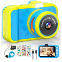 Kids Camera, 1080P 48MP Front Selfie, 3.5 inch Big Screen Toddler Toy Camera, 10X Zoom in Christmas Birthday Gift Cameras for Kids Boys Girl Age 2 3 4 5 6 7 8 9 10 11 12, Blue
