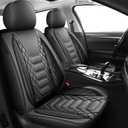 FREESOO Universal Front Seat Covers Leather Airbag Compatible Black Grey