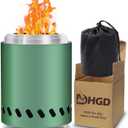 HGD 8.0 x 5.5 Inch Smokeless Firepit, Stainless Steel Fire Pits, Smokeless Fire Pit for Outside with Carry Bag for Camping Backyard Patio Garden Picnic Green