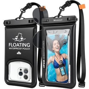 Niveaya 2 Pack Floating Waterproof Phone Pouch, IP68 Waterproof Phone Case with Lanyard for iPhone 17 16 15 Pro Max, Touchscreen & Photography, Cellphone Dry Bag Beach Cruise Essentials(up to 8.5")