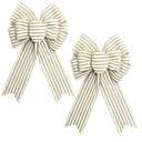 Ftuuo 2pcs Natural Stripe Wreath Bows, Farmhouse Burlap Bow for Wreath Rustic Crafts Decorative Hanging Ornament Bow for Indoor Outdoor Wedding Holiday Birthday Party Decor
