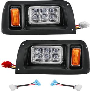 Drive-up Club Car DS Headlights Kit, Golf Cart LED Head Light with Adapter Wire for Club Car DS 1993-up 12 Volt Modified Golf Carts, OEM 101988002 101988001