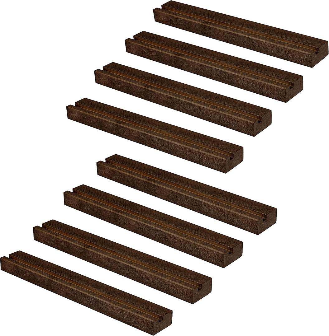 Ilyapa Wood Vinyl Records - 8 Pack Espresso Vinyl Wall Mount Record Shelf to Display Your LP - Record Album Holder for Display & Storage