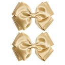 4.5-Inch Hair Bows Alligator Clips Delicate Satin Hair Accessories for Girls, Toddler, Kids and Women Birthday Wedding Christmas Occasions- Set of 2 (Gold)
