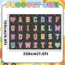 Dunzy 4.92 x 7.55 ft Classroom Rug Composition Notebook Alphabet Rug Pastel Back to School Reading Calming Corner Decor Composition Carpet for Teaching and Playroom