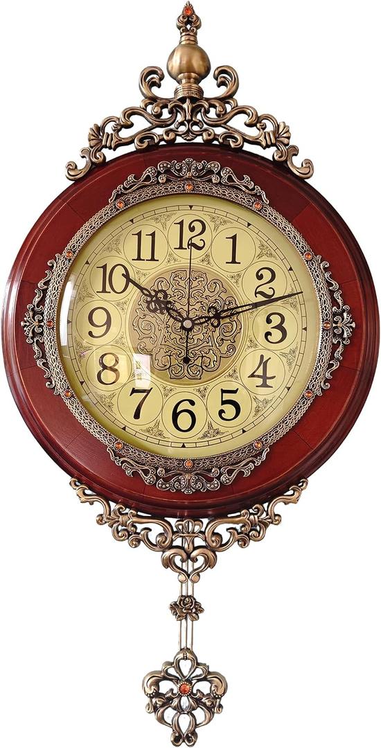 Vintage Wall Clocks For Living Room Battery Operated Silent Wood Wall Clock, Single sided13