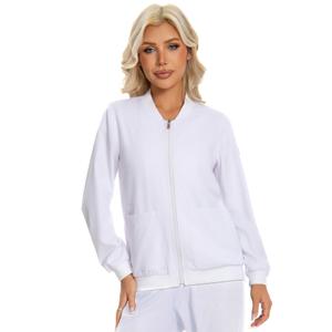 Scrub Jackets for Woman, Zip Front Nurse Jacket, 4-Way Stretch Fabric with Four Pockets Large