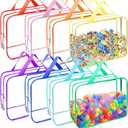 8 Packs 8 Colors Large Toy Storage Bags, Reusable Clear PVC Board Game Storage, Toy Organizers and Storage Bags with Zipper for Building Blocks, Puzzle and Handmade Accessories, Clear Toiletry Bag