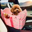 Cullaby Center Console Dog Car Seat for Compact Car-Portable Center Console Booster with Safety Belt & Soft Cushion, Anti-Collapse Armrest Pet Seat for Extra Small Dog (Fits Dogs Up to 11lbs, Pink)