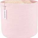 XUANGUO Cotton Rope Basket For Girls Kids 16X14 Baby Laundry Baskets Nursery Bin Round Woven Basket Organizer For Storage Toys Blankets Shoes Clothes pink
