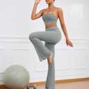 Flare Yoga Pants for Women with Pockets, High Waist Flared Leggings | No Front Seam,Opaque Coverage,Soft Stretch Fabric,Tummy Control,Two Side Pockets for Workouts (Gray, S)