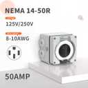 50 Amp Power Outlet Box,NEMA 14-50R Outlet 125/250Volt Weatherproof Outdoor Receptacle Panel,50 Amp RV Receptacle for Electric Vehicles,Camper, Generator, etc.ETL Listed
