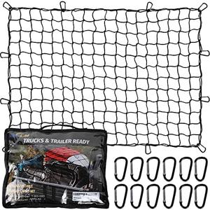 ANALIM Cargo Net for Pickup Truck Bed, 4' x 6' Stretches to 8' x 12' Heavy Duty Bungee Cargo Net with 12 Pcs Metal Carabiner Clips, Tie-Down Mesh Cord Net for Trailer Luggage ANALIM Cargo Net for Pickup Truck Bed, 4' x 6' Stretches to 8' x 12' Heavy Duty Bungee Cargo Net with 12 Pcs Metal Carabiner Clips, Tie-Down Mesh Cord Net for Trailer Luggage