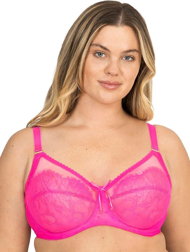 Plus Size Retro Lace & Mesh Unlined Underwire Bra 34DDD