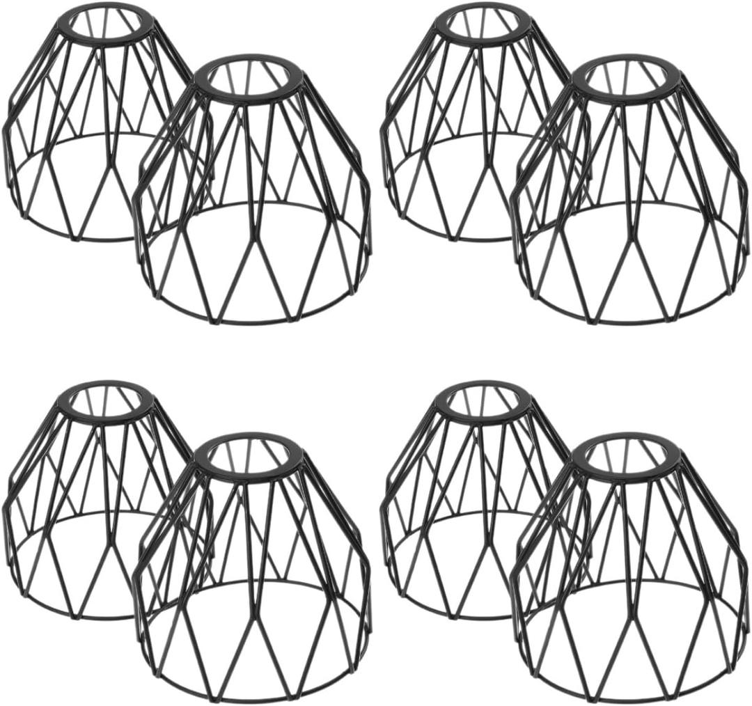 8PCS Rustic Light Bulb Covers, Metal Cage Lampshade, Lampshade Replacement Accessories Bulb Guard Lamp Cage for Hanging Pendant Lighting