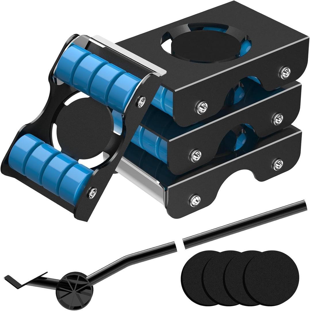 New Upgrade Furniture Sliders, Furniture Lift Mover Tool Set - 4 Metal Slider with 8 Wheel Each for Easy Moving, Heavy Duty Appliance Roller Dolly for Couches, Sofas + More, Load Capacity Up to 750lbs