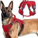 rabbitgoo Tactical Dog Harness for Large Dogs, No Pull Military Service Vest with Handle & Molle, Easy Control for Training Walking, Adjustable Reflective Straps, Red, XL