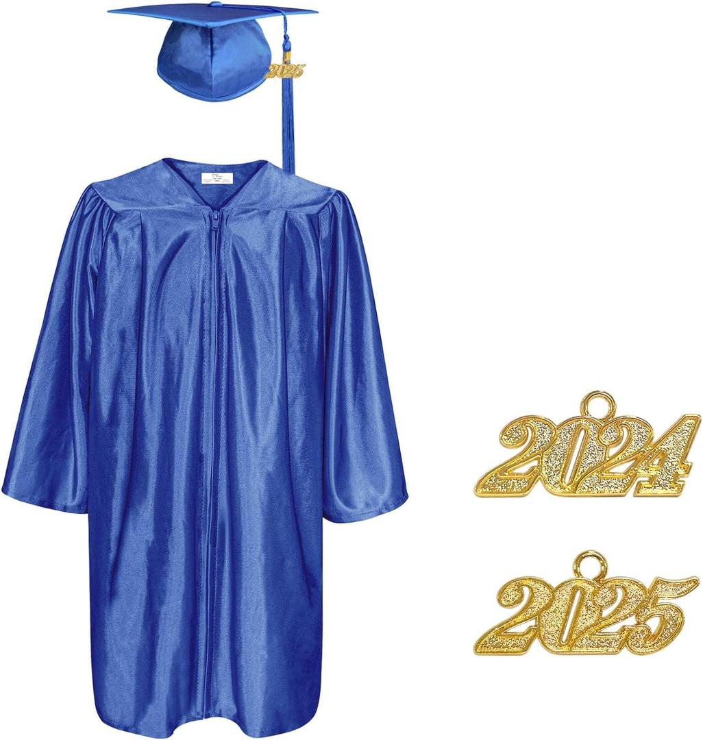 Happy Secret Preschool and Kindergarten Graduation Cap and Gown with Tassel 2024 2025 Year Charm (30, Royal Blue)