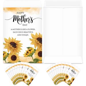 AmazingSpark 50 Pcs Mother's Day Seed Packets Self-Adhesive Flower Seed Envelopes Party Favors & Church Gifts for Mom DIY Empty Floral Mini Organizers, No Seeds (Sunflower)