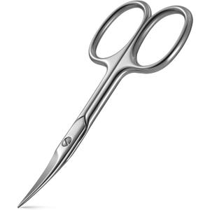 BEZOX Nail Scissors with Sharp Curved Blade - Nail Maintenance Toenail and Fingernail Scissor with Ergonomic Design for Men & Women (Shiny Silver)