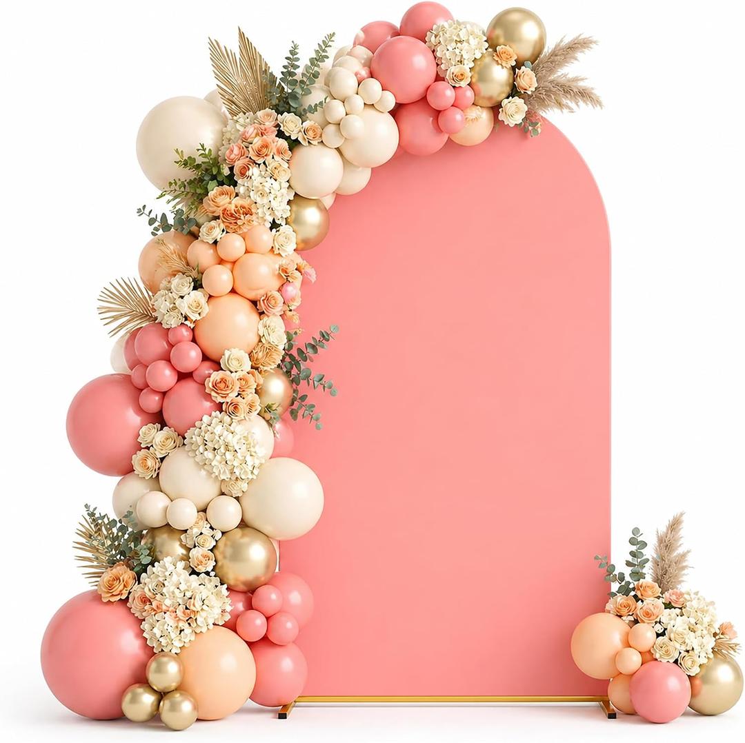 6.6FT Wedding Arch Backdrop Cover for Photography(No Arch Stand), Double-Sided Spandex Arch Covers Stretchy Backdrop for Party, Birthday, Graduation, Wedding Decor - Dusty Pink